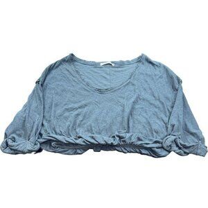 We The Free Gray Cropped Dolman Sleeve Cinched Waist Top‎ |D1